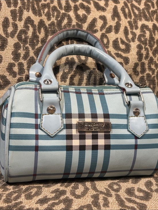 Burberry Handbags - Rare! Burberry blue label mini top handle tartan plaid patent leather handle y2k